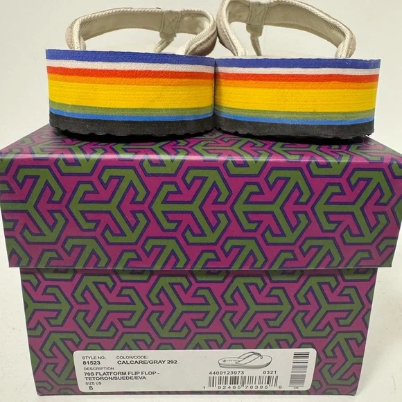 Tory Burch Neutral Flip Flops with Multicolor Sole - Picture 4 of 4